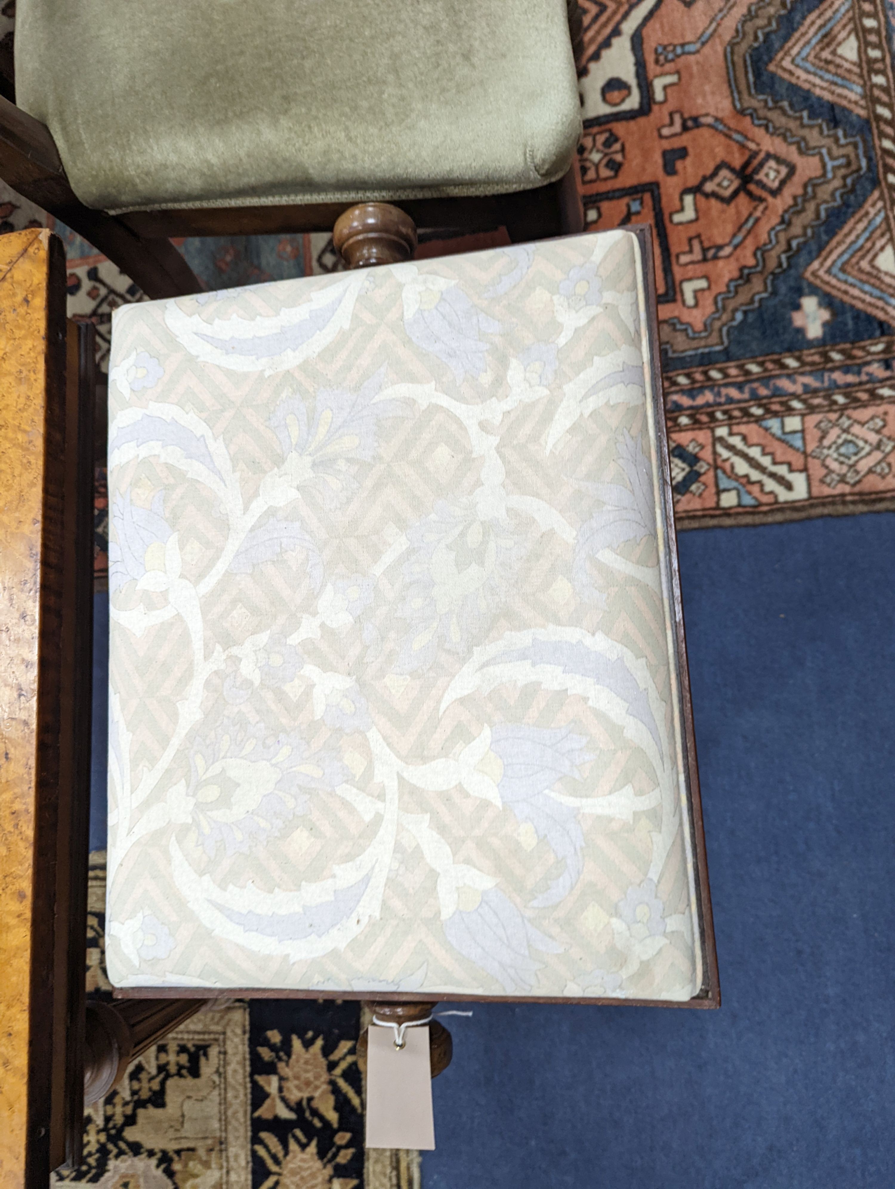 An Edwardian inlaid rosewood piano stool